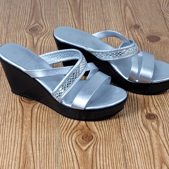 Italian Shoemakers Shoes - Italian Shoemakers Silver Wedges